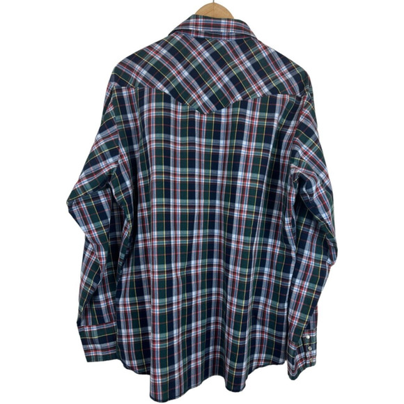 Wrangler Western Shirt Men's Size L Pearl Snap Plaid Check Country Fit L/S - Picture 4 of 4